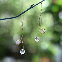 Gold-plated rose quartz and cubic zirconia dangle earrings, 'Lux Minimalism' - Floral Gold-Plated Rose Quartz and Cubic Zirconia Earrings
