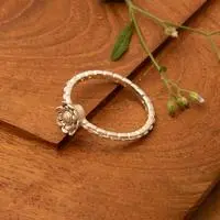 Sterling silver band ring, 'Lotus Marvel' - Lotus Flower-Themed Textured Sterling Silver Band Ring