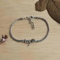 Sterling silver pendant bracelet, 'Little Flutter' - Folk Art Dragonfly Pendant Bracelet with 18k Golden Accents