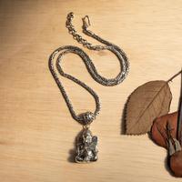 Men's sterling silver pendant necklace, 'Meditation Ganesha' - Hindu God Ganesha-Themed Men's Silver Pendant Necklace