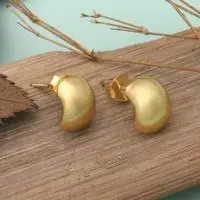 Gold-plated button earrings, 'Golden Basis' - Modern 18k Gold-Plated Button Earrings in a Polished Finish