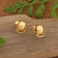 Gold-plated stud earrings, 'Knot of the Universe' - 22k Gold-Plated Brass Stud Button Earrings with Knot Motif