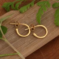Gold-plated half-hoop earrings, 'Classic Essentials' - 22k Gold-Plated Brass Classic Half-Hoop Earrings from Bali