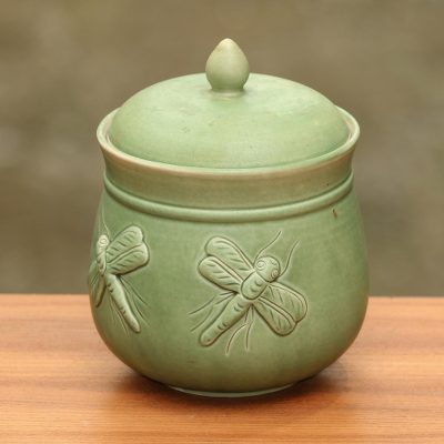 Ceramic jar, Balinese Dragonfly