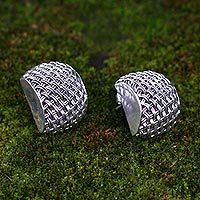 Sterling silver earrings, 'Woven Seashells' - Sterling Silver Modern Earrings