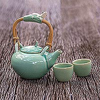 Ceramic tea set Frog Serenade set for 2 Indonesia