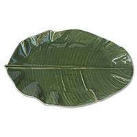 Stoneware serving platter Banana Leaf Indonesia