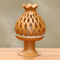 Ceramic candleholders Brown Pineapple pair Indonesia