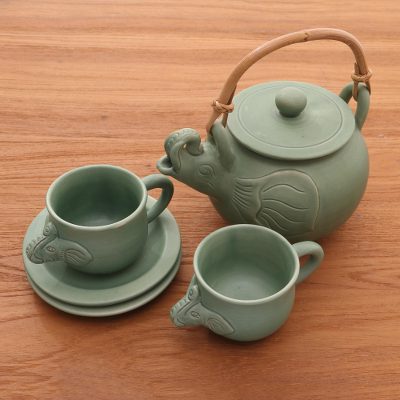 Ceramic tea set, Elephant Clan (set for 2)