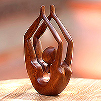 Wood sculpture, 'Lithe Gymnast' - Wood sculpture