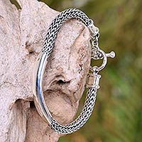 Men s sterling silver braided bracelet Silver Classic Indonesia