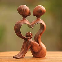Wood sculpture A Heart Shared by Two Indonesia