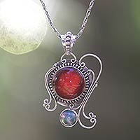 Carnelian and pearl pendant necklace Eloquence Indonesia