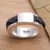 Leather and silver band ring, 'Buckskin' - Sterling Silver and Leather Band Ring from Indonesia (image 2b) thumbail