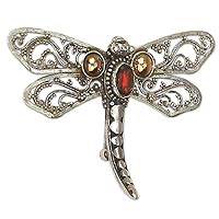 Gold accent garnet brooch pin Dragonfly Salvation Indonesia