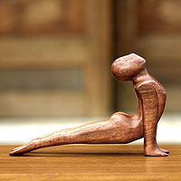 Wood sculpture Yoga Cobra Pose Indonesia