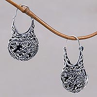 Sterling silver filigree hoop earrings Eagle Legend Indonesia