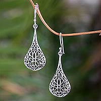 Sterling silver flower earrings, 'Floral Reign' - Sterling Silver Dangle Earrings