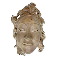 Wood mask Smiling Goddess Indonesia