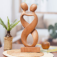 Wood sculpture Heart to Heart Indonesia