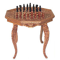 Wood chess set Intricate large Indonesia