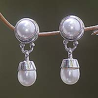 Cultured pearl dangle earrings, 'Angel' - Cultured pearl dangle earrings