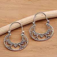 Sterling silver hoop earrings, 'Our Three Hearts' - Sterling Silver Hoop Earrings