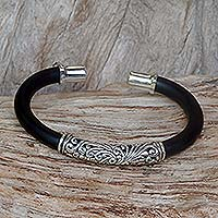 Sterling silver cuff bracelet Frangipani Indonesia