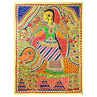 Madhubani painting Angry Goddess Durga India