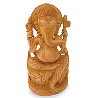 Wood statuette Ganesha s Blessing I India