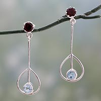 Garnet and topaz dangle earrings Mod Swing India