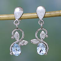 Topaz dangle earrings, 'Blue Magic' - Blue Topaz and Sterling Silver Dangle  Earrings