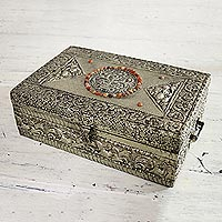 Brass jewelry box, 'Sunny Lace' - Brass jewelry box