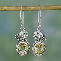 Citrine dangle earrings Lemon Blossoms India