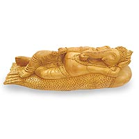 Wood statuette Ganesha in the Sea India