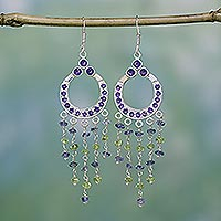 Amethyst and peridot chandelier earrings Waterfall India