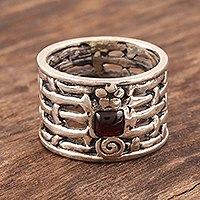 Garnet solitaire ring Woven Myths India