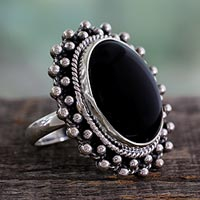 Onyx cocktail ring Moon Halo India