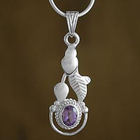 Amethyst pendant necklace Jungle Orchid India
