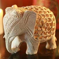 Soapstone sculpture Mother Elephant India
