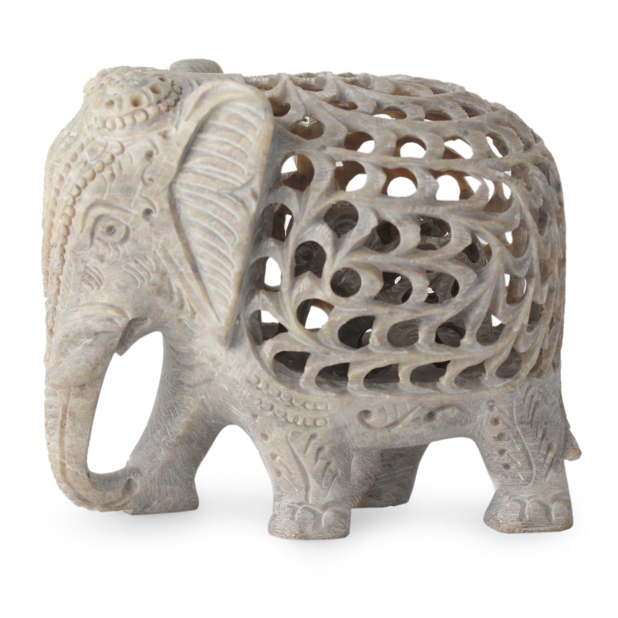 Natural Soapstone Elephant Sculpture Carved by Hand Mother Elephant