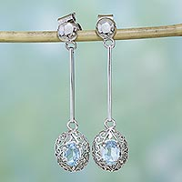 Blue topaz dangle earrings Indian Starlight India