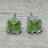 Peridot stud earrings Lucky Squares India