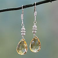 Citrine dangle earrings Honey Drops India