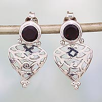 Garnet filigree drop earrings Love Crown India