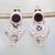 Garnet filigree drop earrings, 'Love Crown' - Garnet filigree drop earrings thumbail