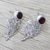 Garnet filigree drop earrings, 'Love Crown' - Garnet filigree drop earrings (image 2b) thumbail