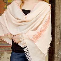 Wool shawl Rose Garland India