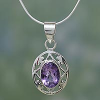 Amethyst pendant necklace Lilac Dew India