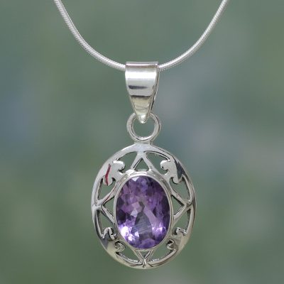 Amethyst pendant necklace, Lilac Dew